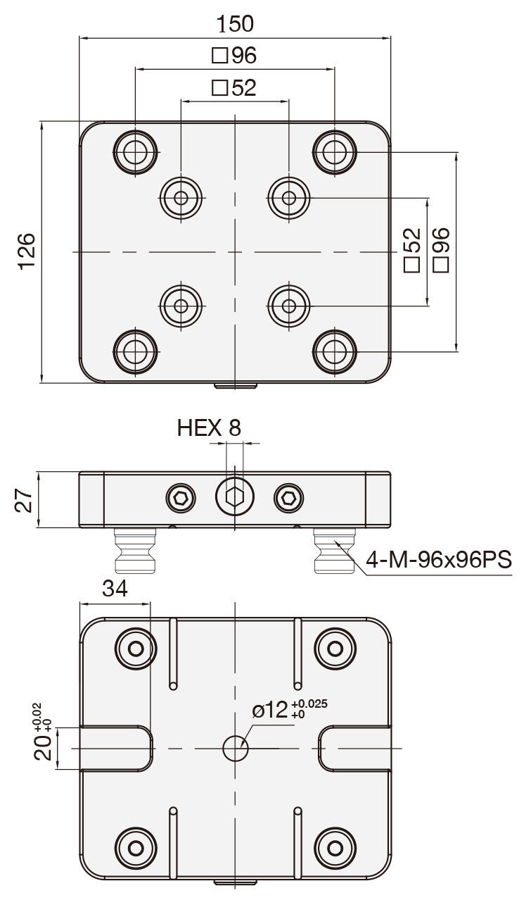 zero point clamping system_ rectangular 52/96 adapter plate_8003