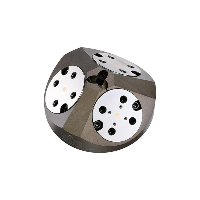 3-faced zero point pyramid for 5-axis multi-part clamping