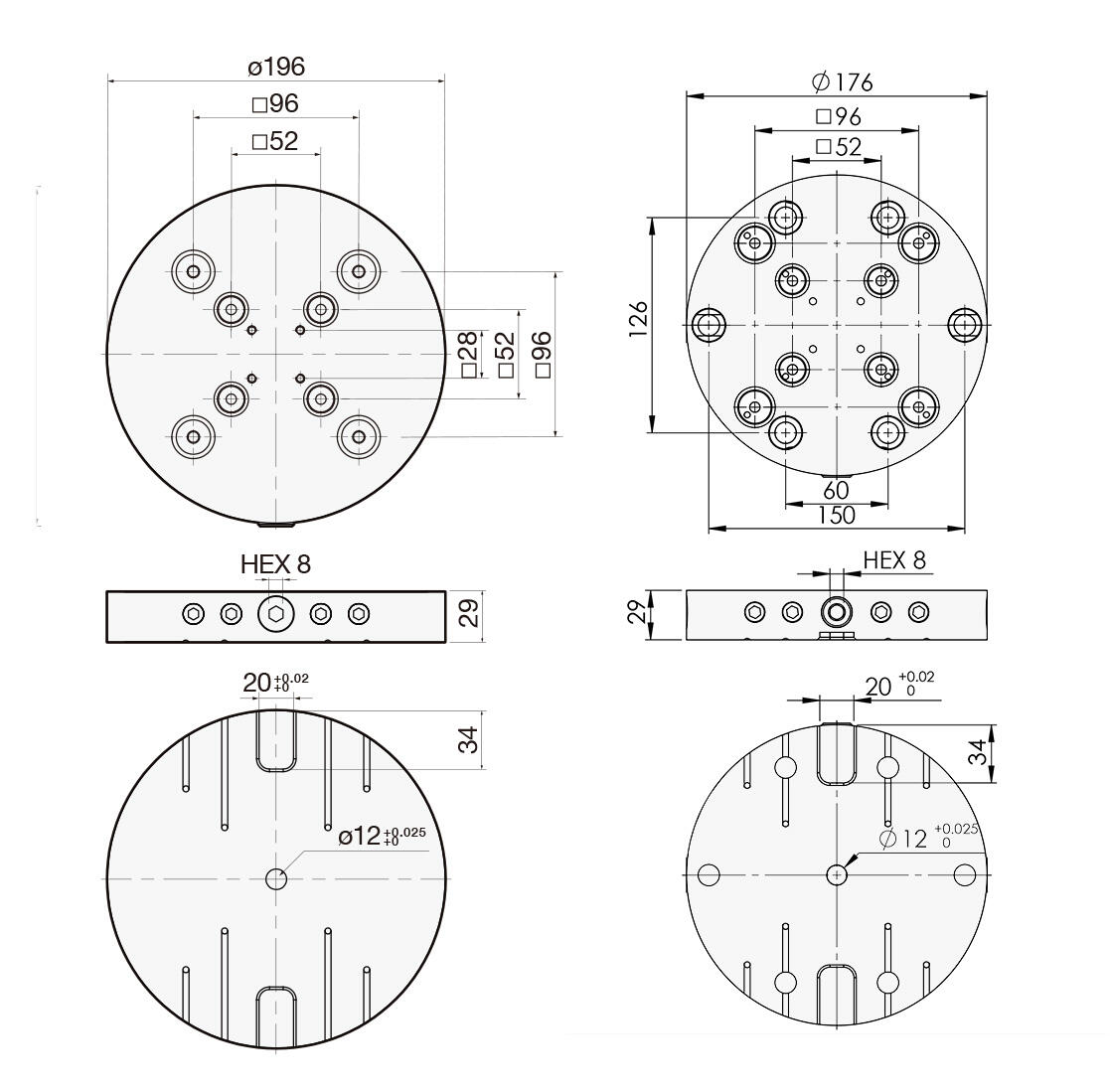 52/96 COMBO ROUND PLATE_ DIAMETER 196mm and 176mm