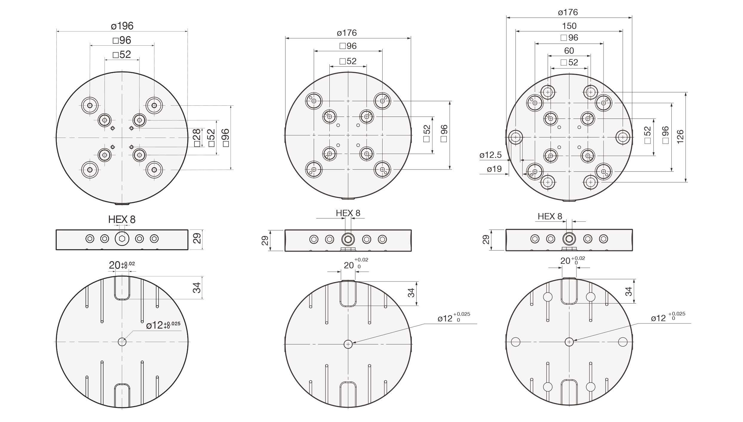 52/96 COMBO ROUND PLATE_ DIAMETER 196mm and 176mm